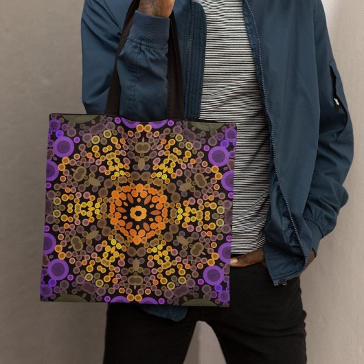 Tote Bag Dot Mandala Flower Jaune et violet
