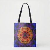 Tote Bag Dot Mandala Flower jaune violet et bleu (Devant)
