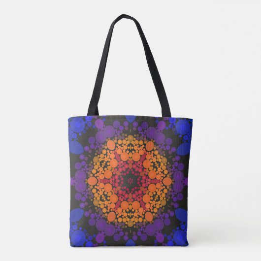 Tote Bag Dot Mandala Flower jaune violet et bleu (Dos)