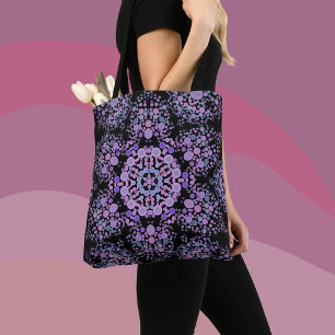 Tote Bag Dot Mandala Flower rose et violet