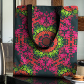 Tote Bag Dot Mandala Flower rose vert et orange