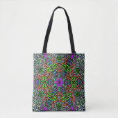Tote Bag Dot Mandala Flower vert violet et orange (Devant)