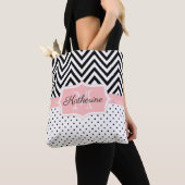 Tote Bag Dots mignons et Chevron (De près)