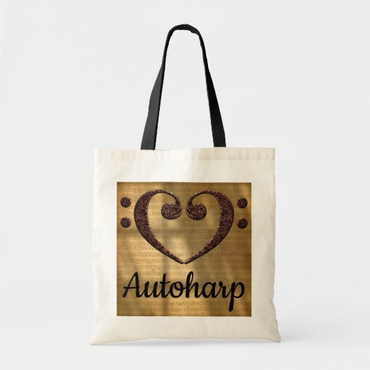Tote Bag Double Basse Clef Heart Autoharp (Devant)