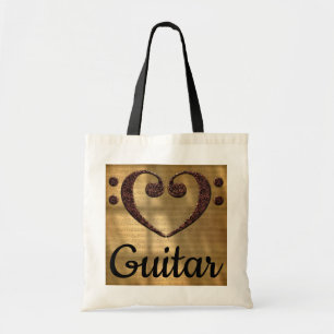 Tote Bag Double Basse Clef Heart Guitare