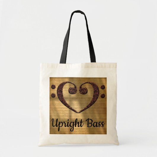 Tote Bag Double basse droite de coeur de clef basse (Devant)