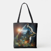 Tote Bag Double exposition de loup mignon Imaginaire (Dos)