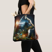 Tote Bag Double exposition de loup mignon Imaginaire (De près)