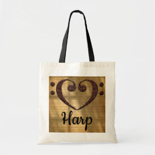 Tote Bag Double harpe de coeur de clef basse