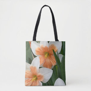 Tote Bag Double Narcisses Abricot Orange & Blanc