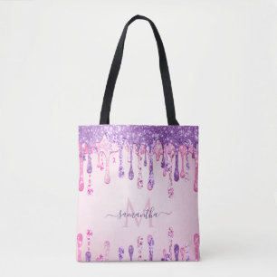 Tote Bag Double Parties scintillant rose et pourpre Éperche