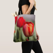 Tote Bag Double texture de tulipe rouge (De près)