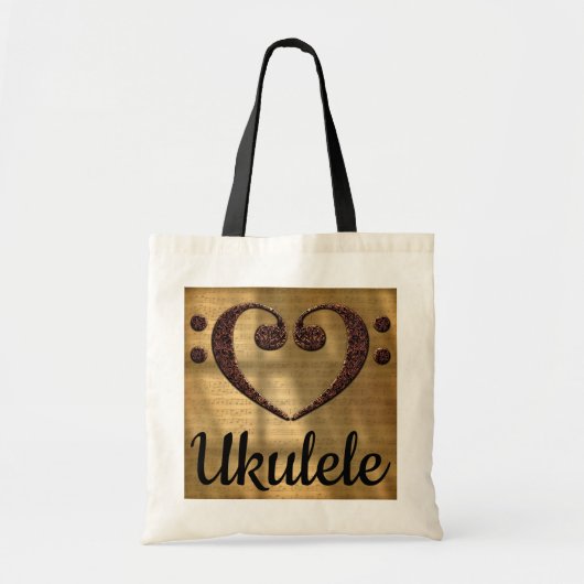 Tote Bag Double ukulélé de coeur de clef basse (Devant)