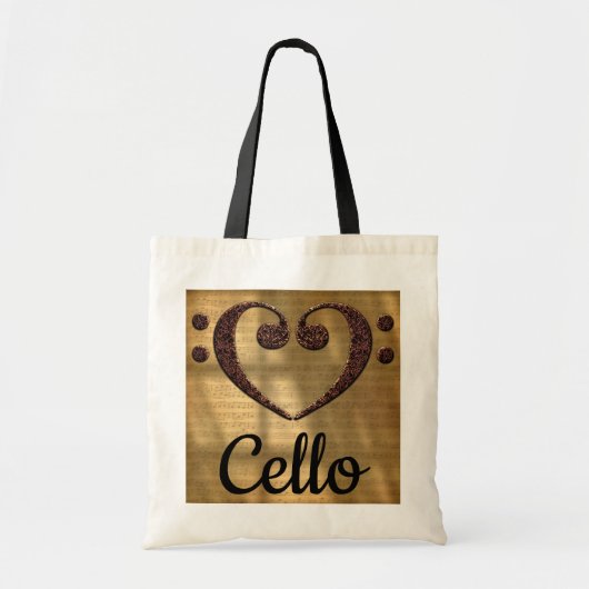 Tote Bag Double violoncelle de coeur de clef basse (Devant)