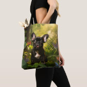 Tote Bag 🐶💗Douce chiot Frenchie dans une jungle (De près)