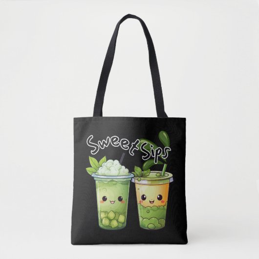 Tote Bag Douce Duo de Bubble Tea Kawaii Sweet Sips (Devant)