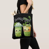 Tote Bag Douce Duo de Bubble Tea Kawaii Sweet Sips (De près)