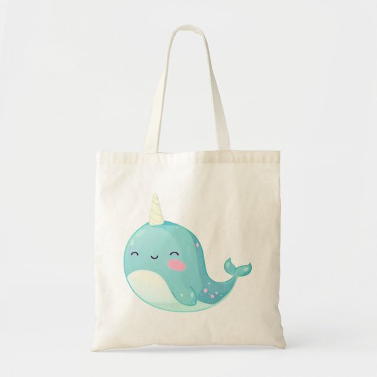 Tote Bag Douce, mignonne, drôle Narwhal, licorne (Devant)