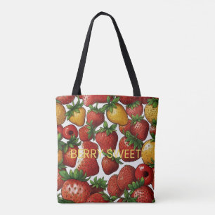 Tote Bag Douce Vintage Baie de Fraise Motif Botanique de Fr