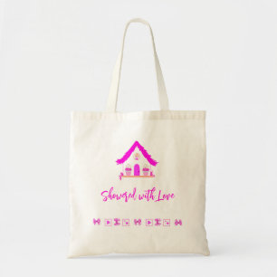 Tote Bag Douche avec Love baby shower maison rose