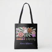 Tote Bag Doux et éffrayant, tour ou traiter Noir (Devant)