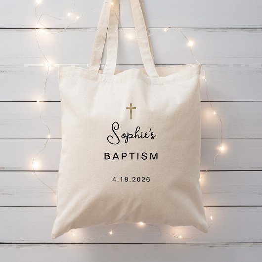 Tote Bag Doux et simple | Faux Gold Cross Baptism