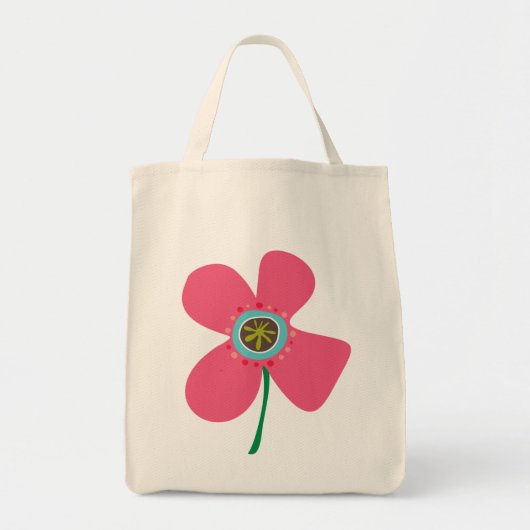 Tote Bag Doux rose marmite Pop Fleur été Fleur Whimsical mi (Devant)
