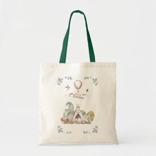 Tote Bag Doux Rustique boisé animal heureux Pâques (Devant)