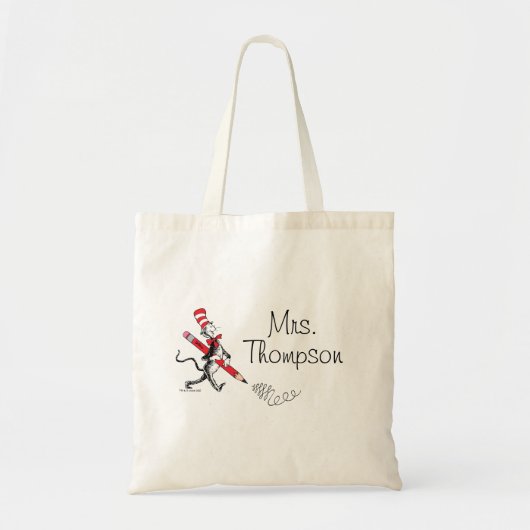 Tote Bag Dr Seuss | Chat dans le nom écrit du Casquette (Devant)