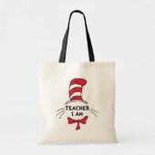 Tote Bag Dr Seuss | Chat en Casquette - Enseignant Je suis (Devant)