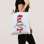 Tote Bag Dr Seuss | Chat en Casquette - Enseignant Je suis (De près)