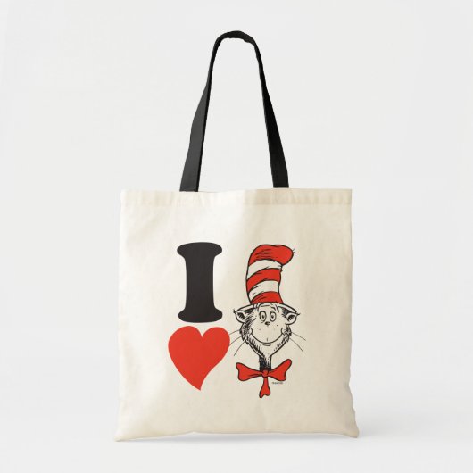 Tote Bag Dr. Seuss Valentine | Je Coeur le chat dans le Cas (Devant)