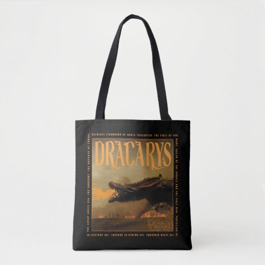Tote Bag "Dracarys" Drogon Breathing Fire Graphic (Devant)