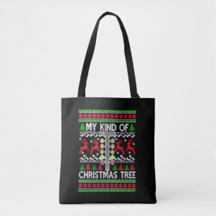 Tote Bag Drag Racing Arbre de Noël laide Chandail de Noël