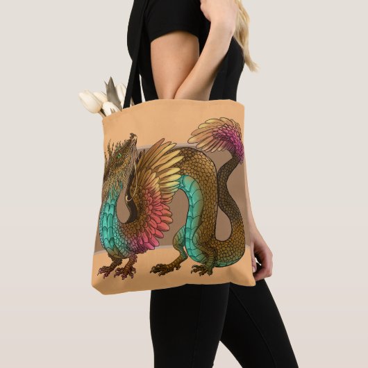 Tote Bag Dragon à plumes (De près)