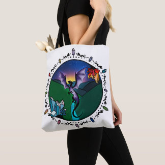 Tote Bag Dragon Améthyste Élégant en cristal magique Twilig
