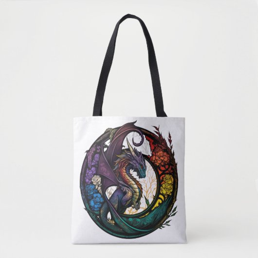 Tote Bag Dragon Animal Portrait Vitrail Faune Libre (Devant)