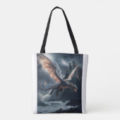 Tote Bag Dragon au-dessus du château. (Dos)