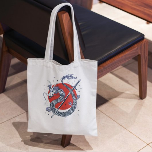 Tote Bag Dragon Avec Épée