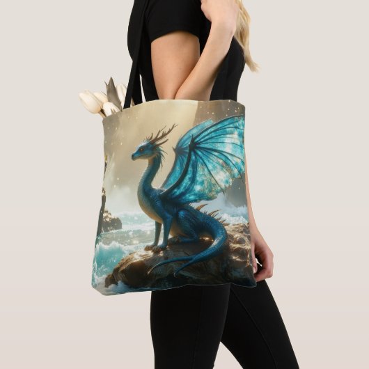 Tote Bag dragon bleu (De près)