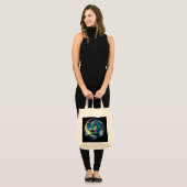 Tote Bag Dragon Bookworm, Lecture au clair de lune (Devant (modèle))