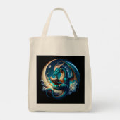 Tote Bag Dragon Bookworm, Lecture au clair de lune (Dos)