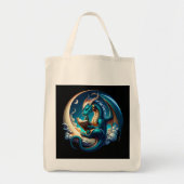 Tote Bag Dragon Bookworm, Lecture au clair de lune (Devant)