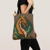 Tote Bag Dragon brun stylisé (De près)