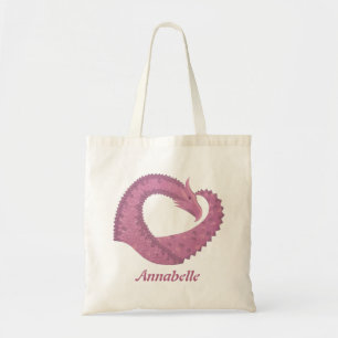 Tote Bag Dragon cardiaque mauve sur blanc