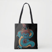 Tote Bag dragon chinois bleu (Devant)