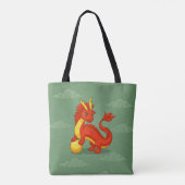 Tote Bag Dragon Chinois Rouge sur Fond Vert (Dos)