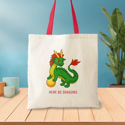 Tote Bag Dragon Chinois Vert