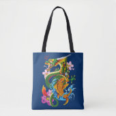 Tote Bag Dragon chinois vert Koi (Devant)