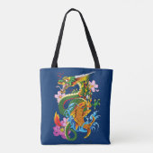 Tote Bag Dragon chinois vert Koi (Dos)